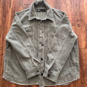 Zara corduroy jacket overshirt Small Green